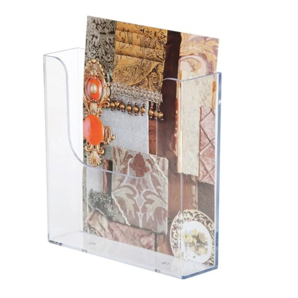 

Clear Brochures Holder Transparent Office File Organizer Modern Desk Stand for Magazines Pamphlets Catalogs Reports Literature
