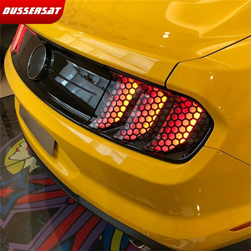 Upgrade Your Vehicle's Look: Universal Black Honeycomb Tail Light Stickers - DIY Smoke Film Decal Sticker for Car Fog Lights