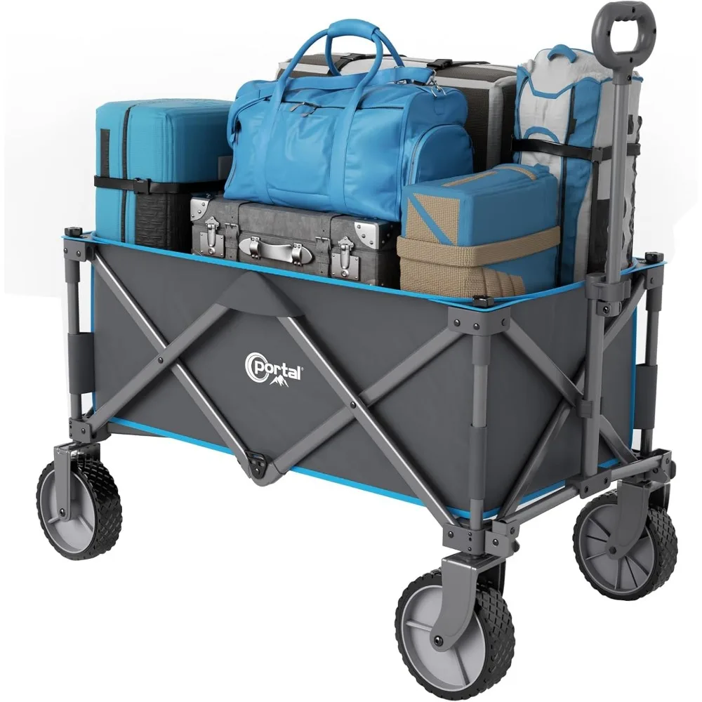 

Collapsible Wagon Cart, Heavy Duty Foldable Wagons Carts with Wheels, Folding Utility Wagon for Camping, Shopping, Garden