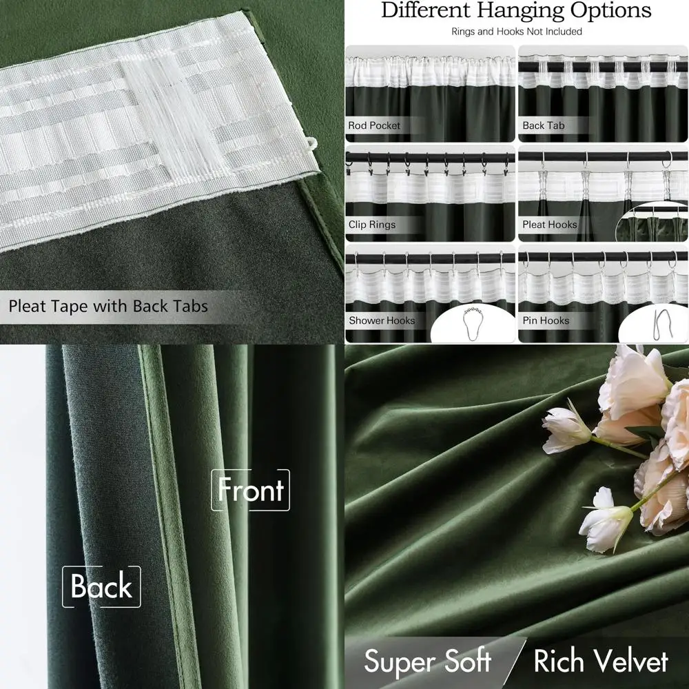 

Роскошные оливково-зеленые бархатные шторы, длина 102, плиссированные, термоизолированные, комплект из 2 панелей для спален и гостиных