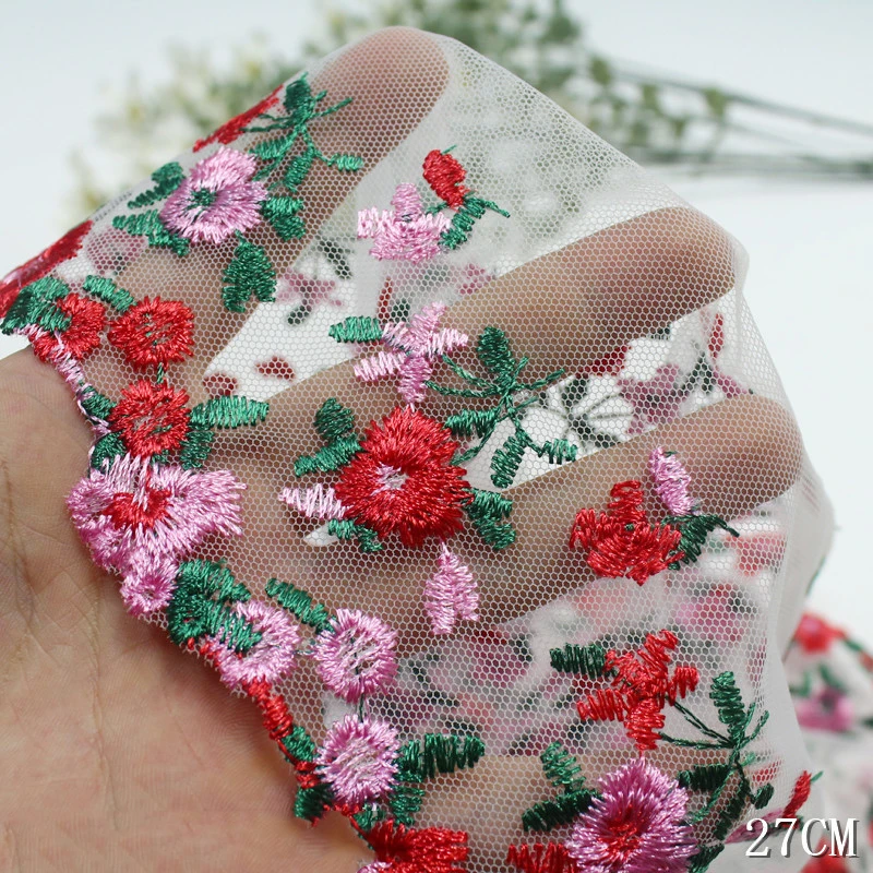 15/19yards Two Tones Floral Embroidery Lace Trim For Skirt Hem Clothes Sewing Material DIY Apparel Dress Fabric High Quality