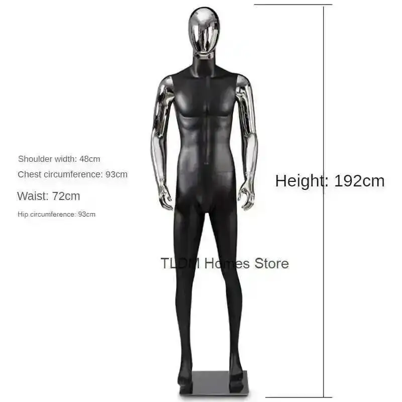 عارضات عارضات فضية فاخرة لضوء الجسم كاملة لعرض النوافذ عارضات FRP الإبداعية لمتجر الملابس الرجالية الحديثة #5