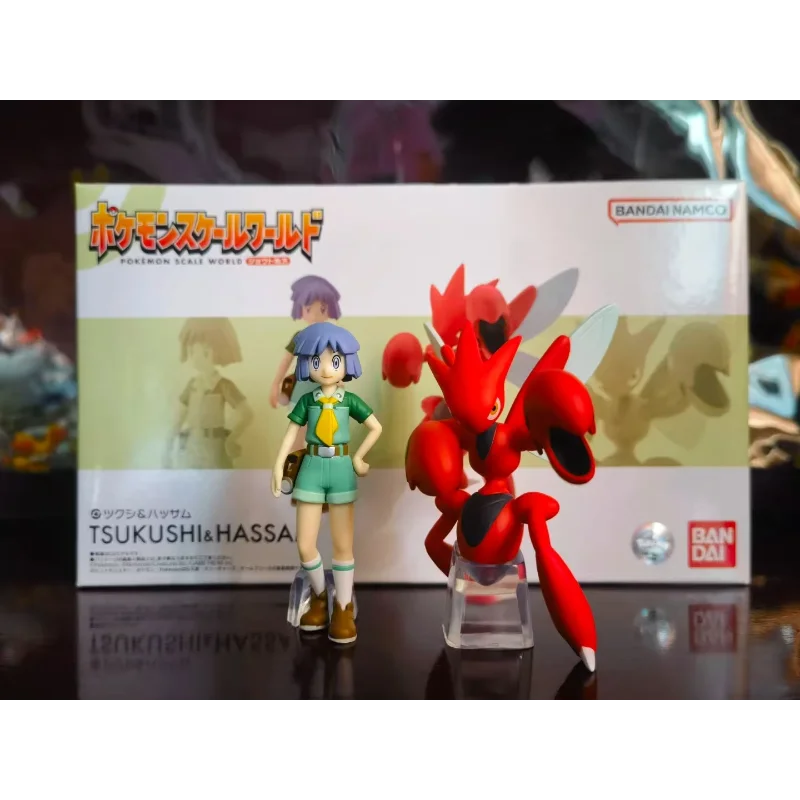 Tersedia Bandai Asli Shokugan POKEMON Skala Dunia Johto Region Scizor Bugsy Anime Action Figure Mainan untuk Hadiah Anak-anak