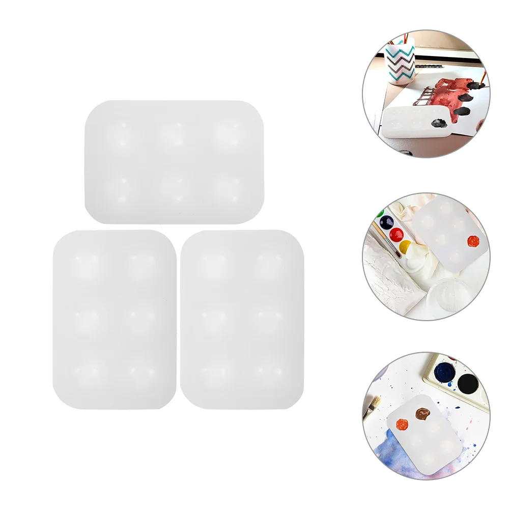 

3 Pcs Palette Watercolor Paint Tray Portable Container Acrylic Mixing Painting Silica