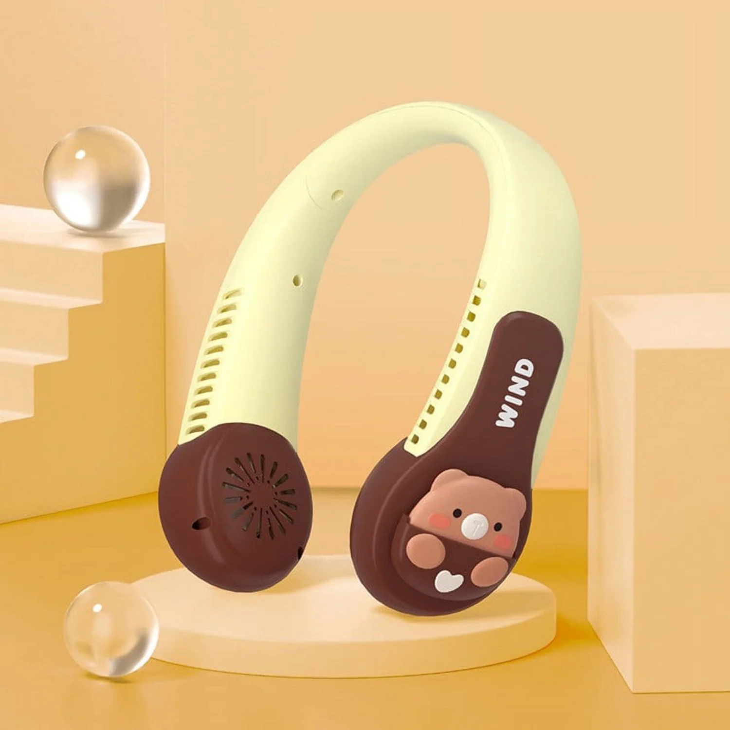 

Portable Kids Neck Fan, Neck Fan For Kids Rechargeable, Bladeless Cooling Children Fan,3 Speeds Mute Fan Adjustable Operated Pre