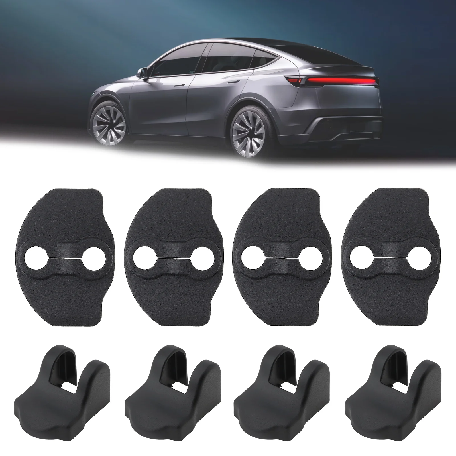 

8pcs Car Door Latch Guard Lock Cover Kit Fit for Tesla Model Y 2023-2025 Black ABS Car Door Lock Cover Buckle Stopper Protector