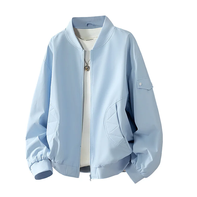 

Men's High-Quality Outdoor Windbreaker Jacket Solid Color Baseball Collar New Style Baseball Jersey