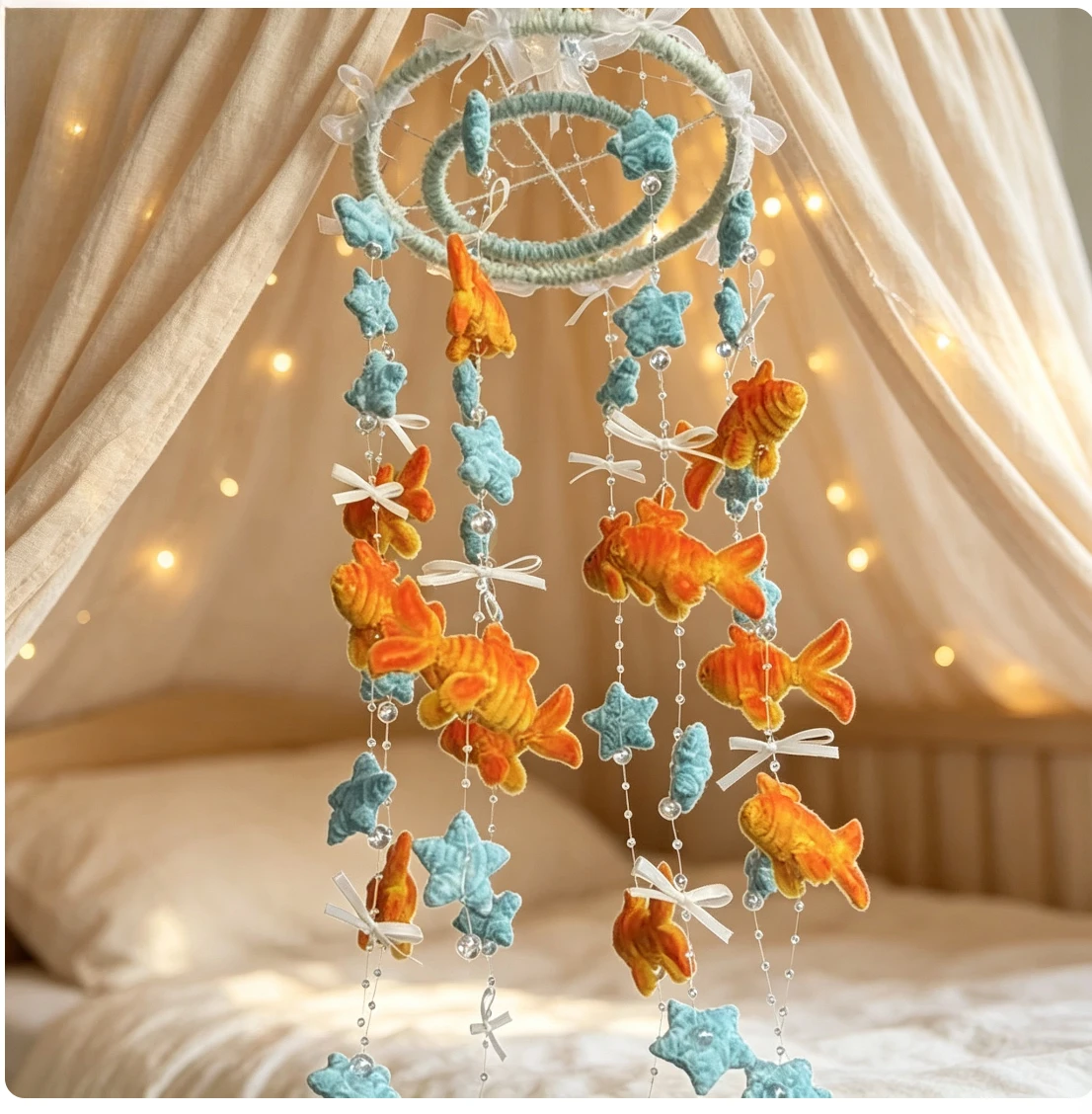 Summer Atmosphere Dreamy Goldfish Wind Chime Handmade DIY Material Package Home Pendant Balcony Bedroom Dreamy Goldfish