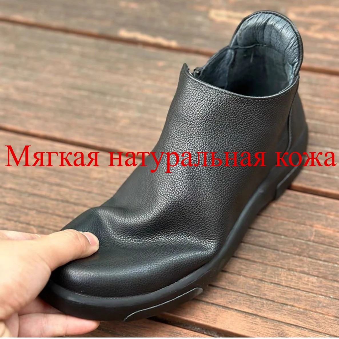 

natural cowhide zipper Chelsea boots men's genuine leather breathable soft sole high top cow leather booties spring and autumn