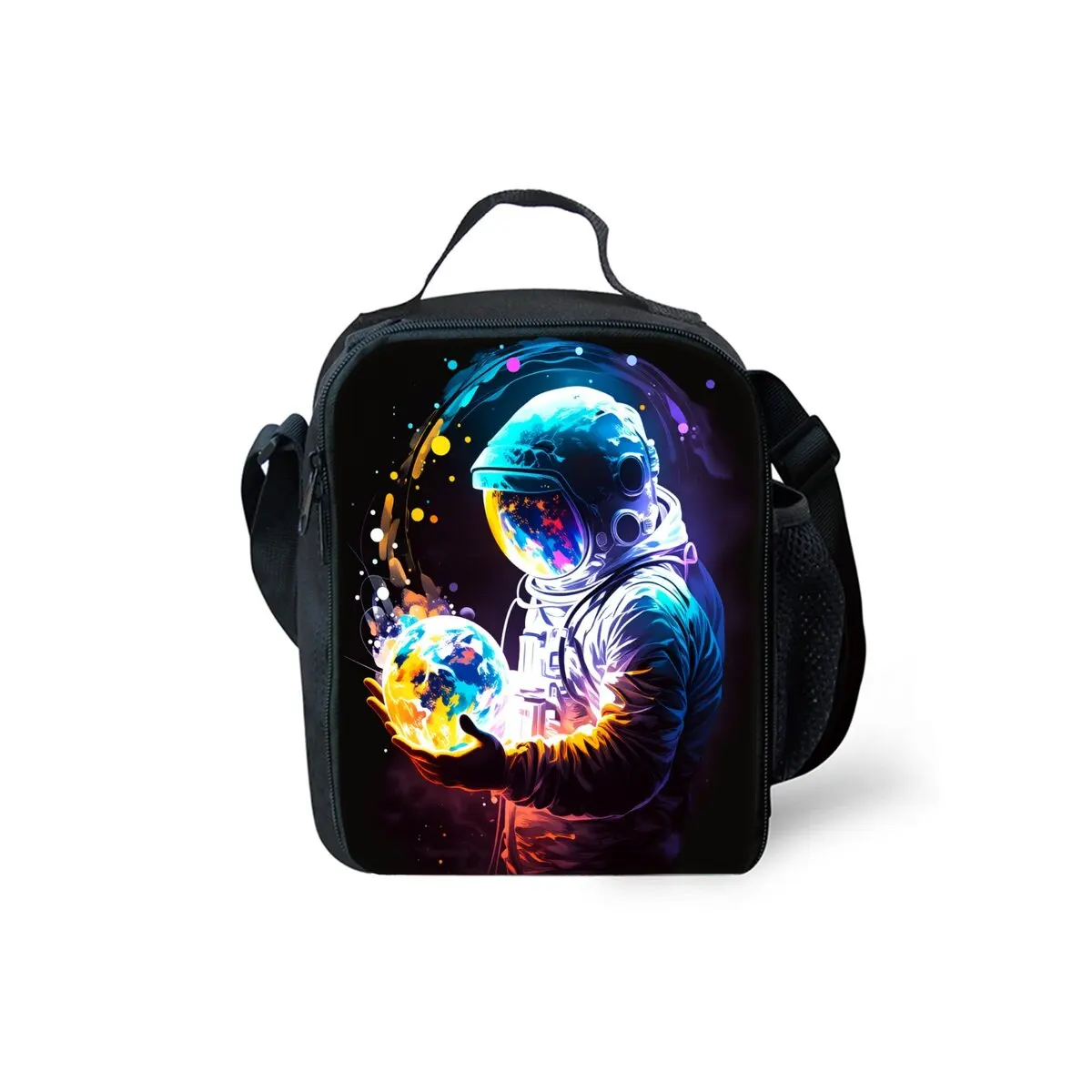 

Термосумка для обедов с изображением космонавта и звездного неба, 2D мультяшный дизайн для мальчиков/девочек, для пикника, сохранения свежести продуктов