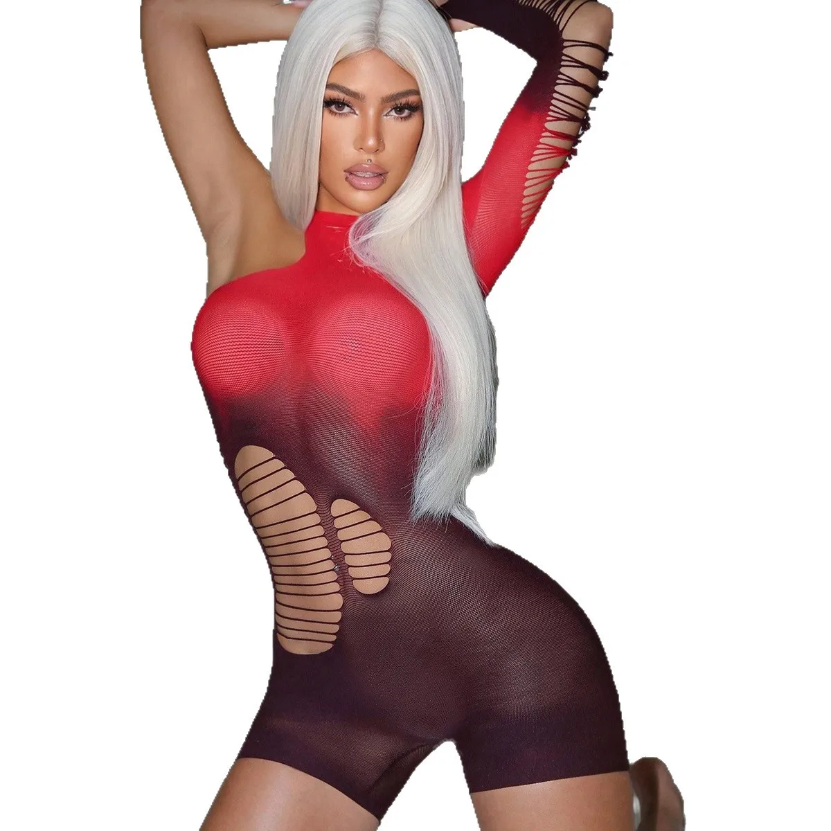 فستان نسائي مثير بشبكة صيد السمك بدون ظهر فستان ضيق منخفض القطع فستان لطيف مقاس كبير فستان قصير للنوادي الليلية والرقص XXX ملابس #5