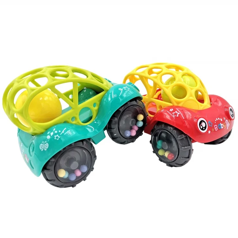 Toy Cars for Toddlers Rattle & Roll Car Hand Grasp Rattles Ball Soft Rubber Car 0-12 Months Babies Toys Mobile Bell Rings Toys