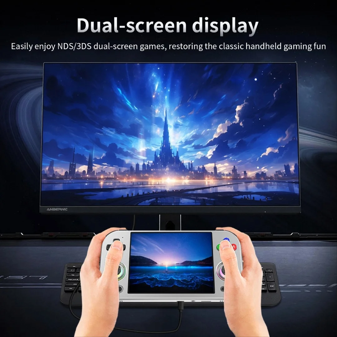 ANBERNIC RG 477M Retro Video Game Console 4.7 Inch LTPS In-Cell Touch Screen Android 14 RG477M Al Aluminum 12G+256G PSP PS2 Gift