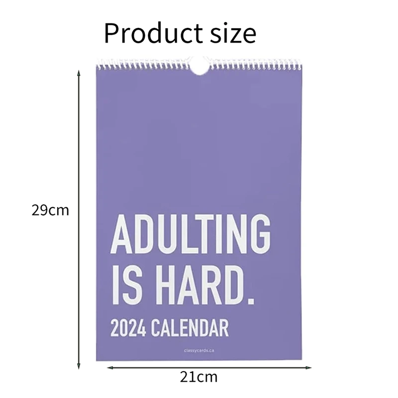 3PCS Adulting è un calendario 2024 duro, calendario da parete ispiratore mensile 2024 per adulti, pianificatori per calendario da ufficio durevole