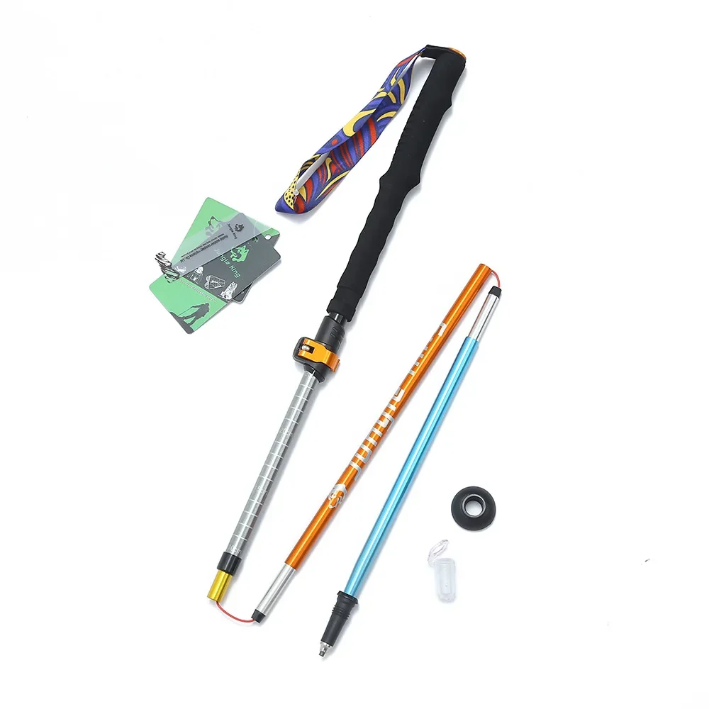 

JUNGLE KING 7075A Aluminum Alloy 5-section Hiking Pole, Portable Folding and Telescopic Pole, for Mountain Climbing and Hiking