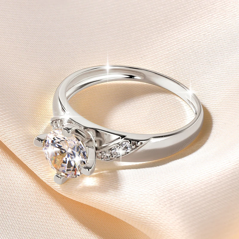 14K Vergoldeter CZ Labor-Diamant Versprechen-Ring 7mm Rundschliff Kubischer Zirkonia Hochzeits-Verlobungsringe für Frauen – Detail 16