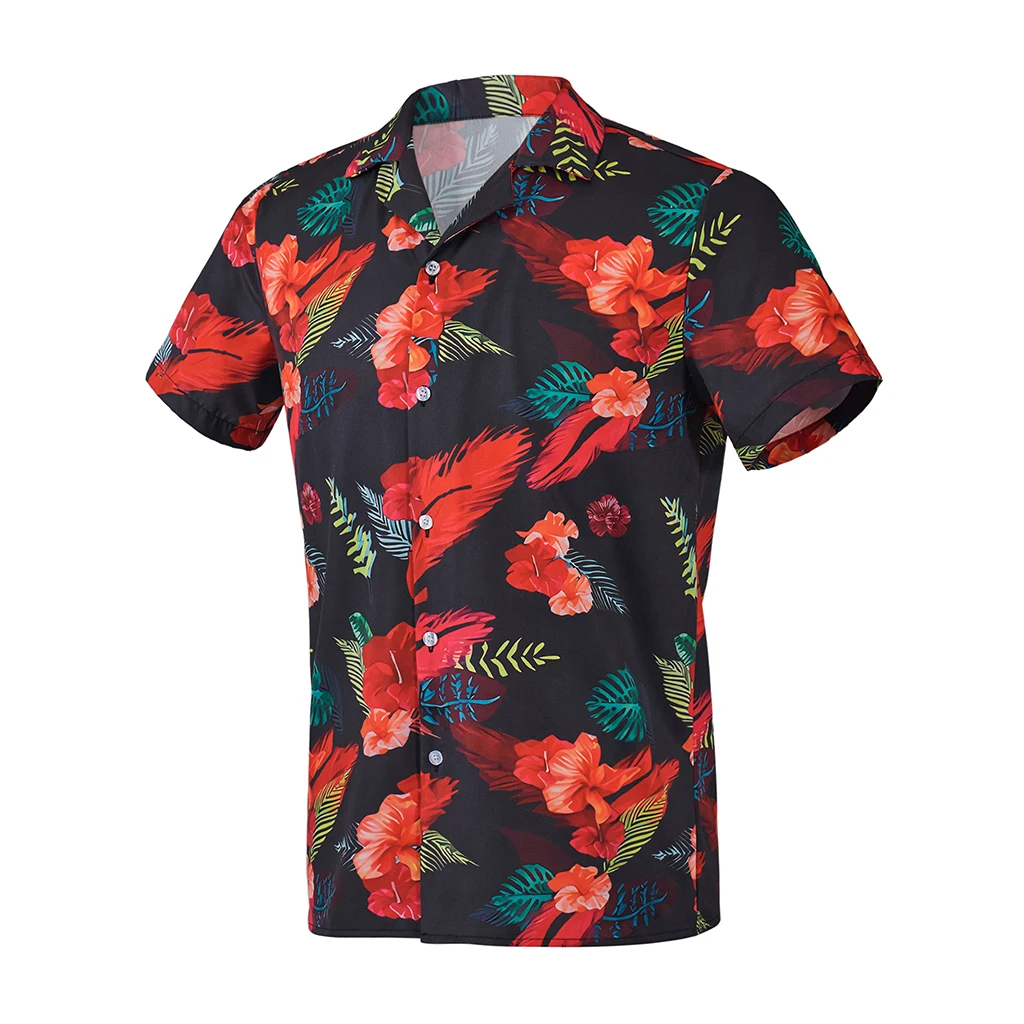 映画ルフィ実写コスプレ衣装男の花ハワイシャツ夏ビーチ半袖トップシャツ