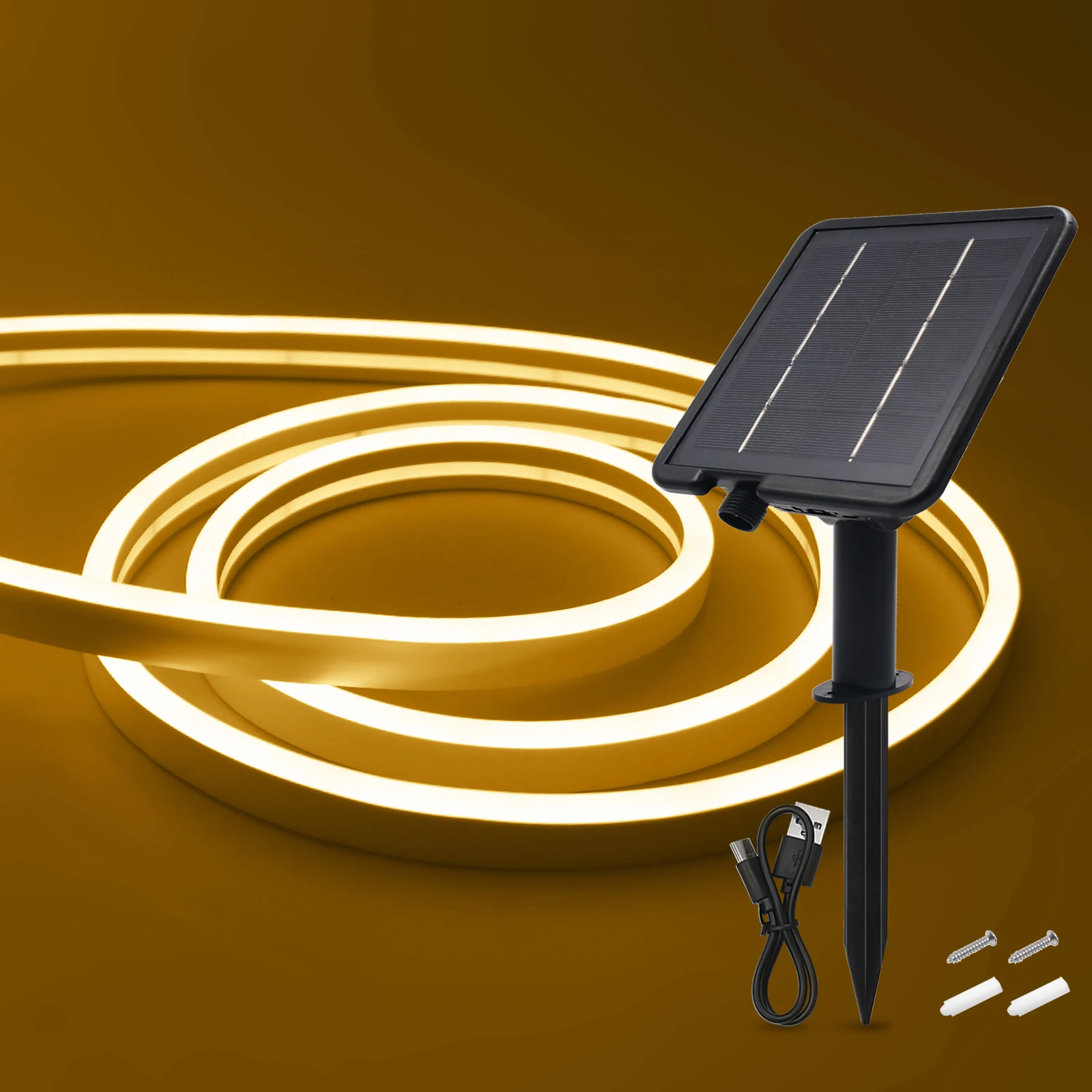 

24V LED Solar Neon Light Strips Waterproof IP68 2835 120LEDs/M Flexible Warm White LED Light Tape For Outdoor Garden Lighting