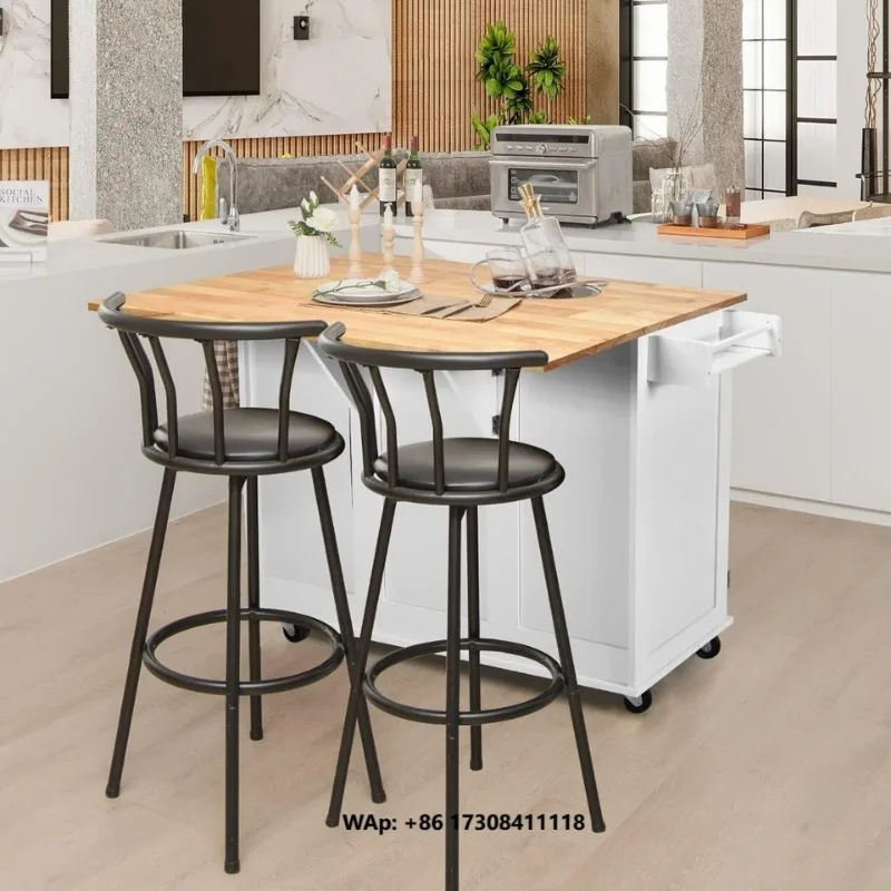 Folding Panel Kitchen Trolley Wooden Storage with Wheels Holds up to 50 kg for Kitchen Island Cabinet