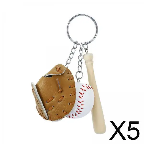 

5xBaseball Bat Keychain Birthdays Gift Softball Keychain for Bag Purse Players Brown