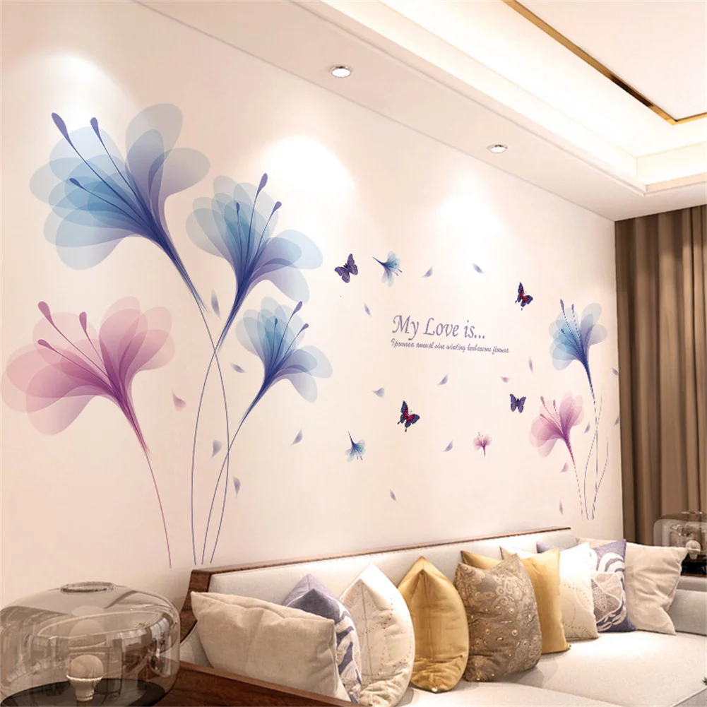 DIY Self-Adhesive Red Rose Wall Stickers For Living Rooms Bedroom Background Wall Decoration Creative Sticker Mural Home Decor