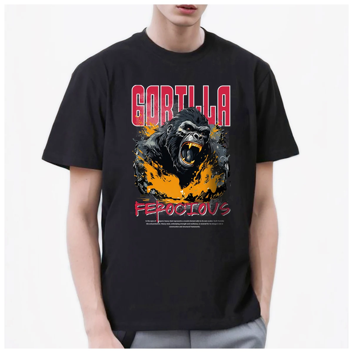 Ferocious Gorilla Fight graphics Cool t shirt mens Women Trendy Fashion 100% Cotton summer casual Streetwear Unisex couple Y2k