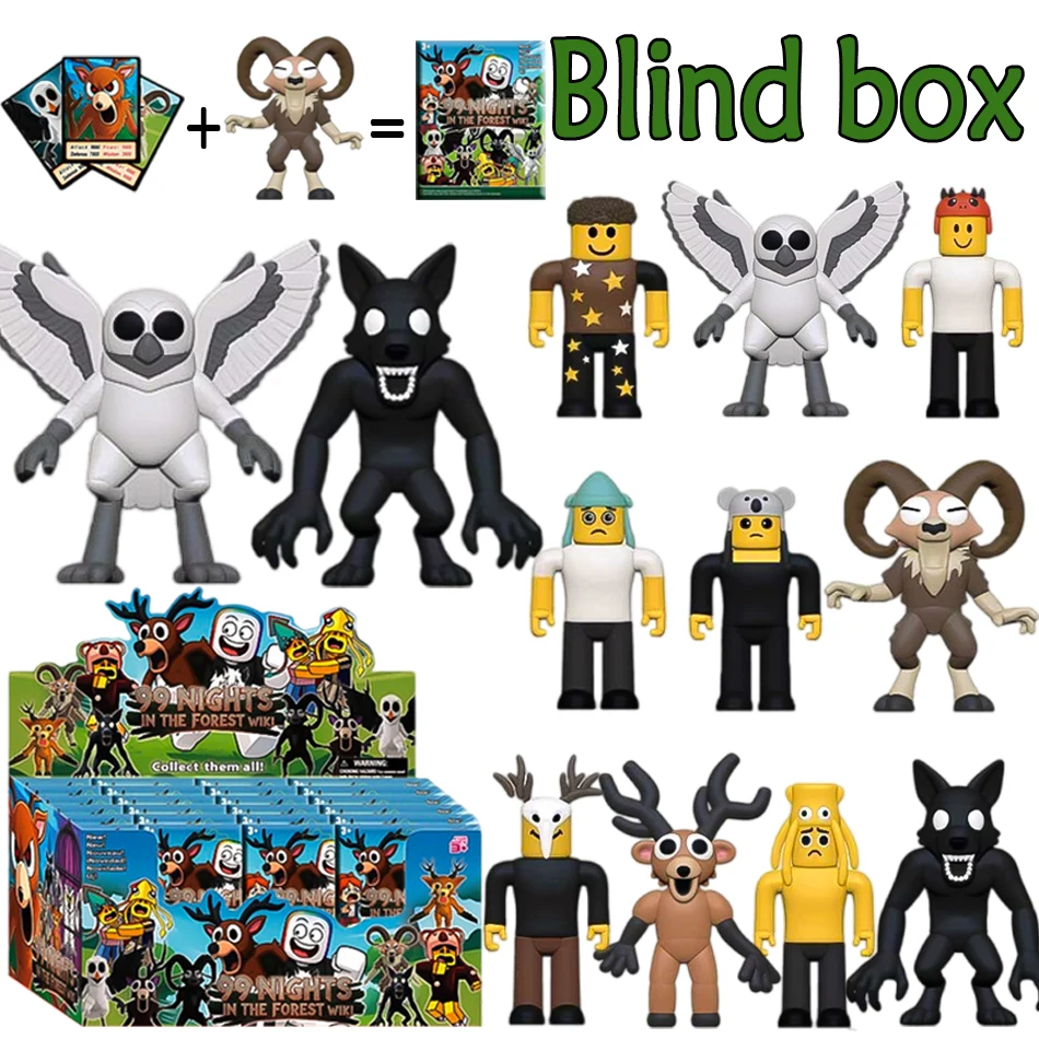 

1-24 шт., ночи в лесу, слепая коробка, фигурки, сова, козе, волк, олень, 99 ночей в лесу, фигурка, детские праздничные подарки