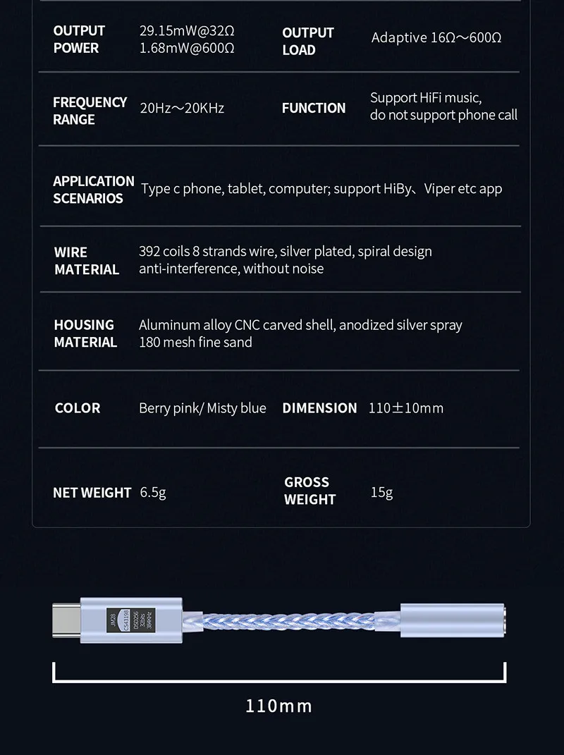 JCALLY JM28 Cirrus Logic CS43198 Chip Portable DAC Decoder Adapter Type-C To 3.5mm Headphone Amplifier DSD256 32bit/384KHz