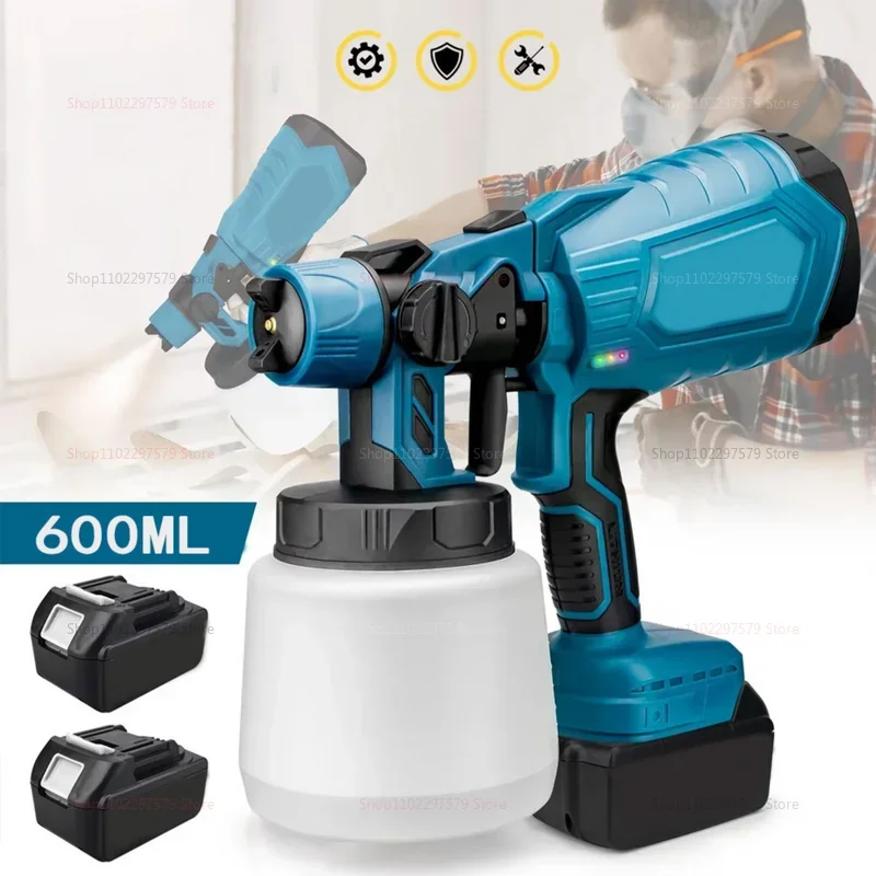 600 مللي بخاخ طلاء كهربائي لاسلكي أثاث السيارات الصلب طلاء البخاخة بندقية رذاذ للمنزل الداخلي لتقوم بها بنفسك تجديد