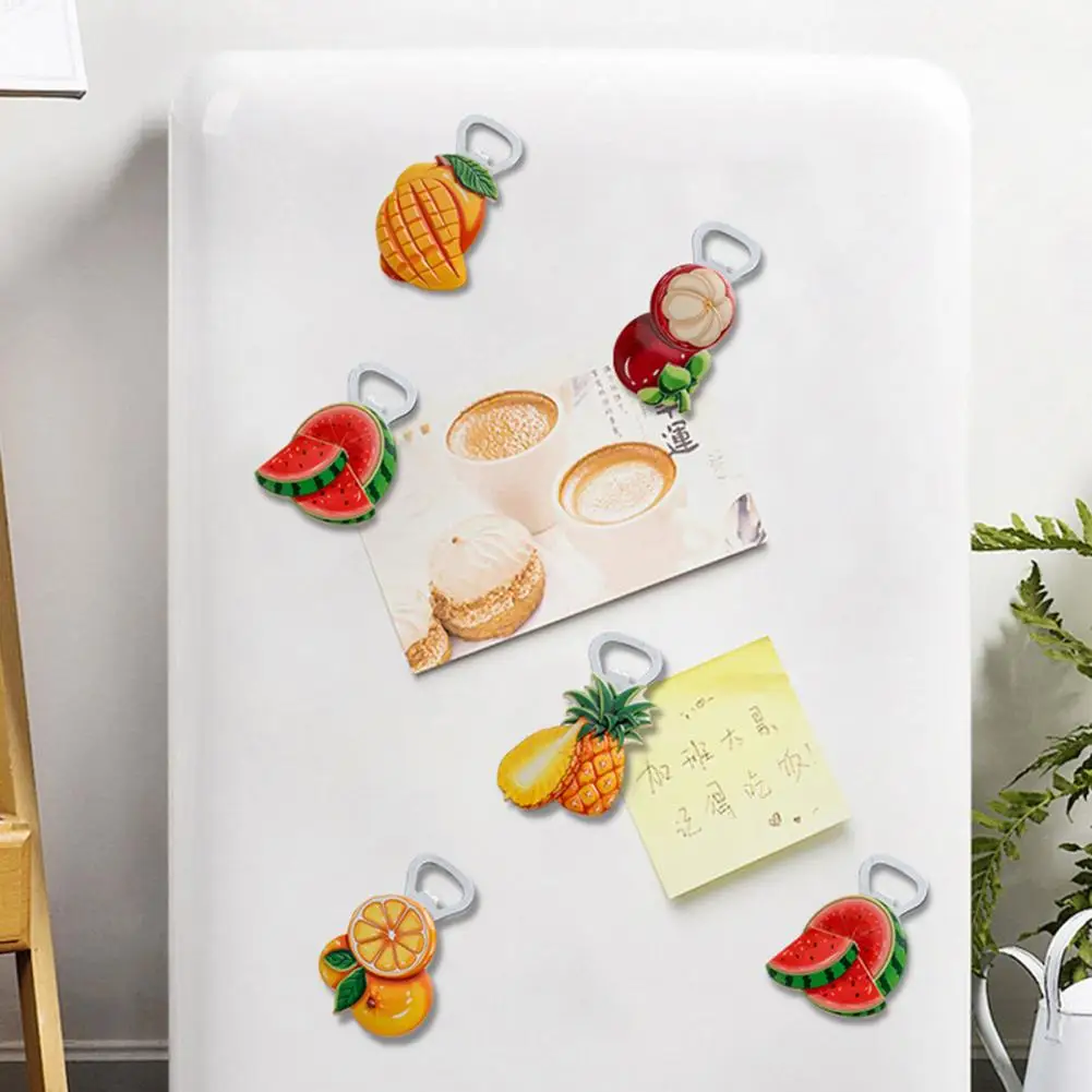 Magnetic Bottle Opener Magnetic Fruit-shaped Bottle Opener with Strong Fridge Magnet Beer Cap Remover 3d Resin Fruit Juice