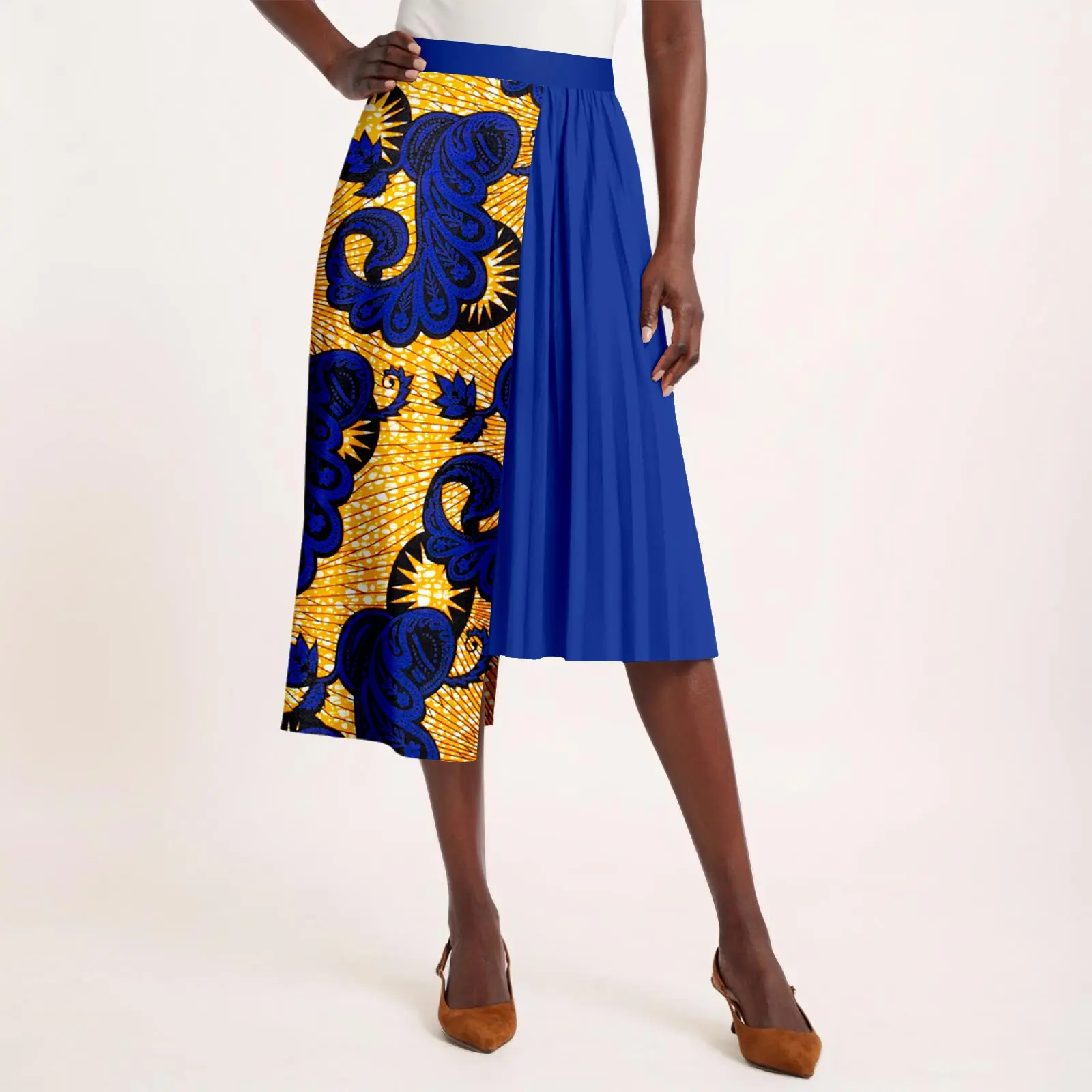 African Women's Color Clashing Section Printed Wrap Dress Beach Party Asymmetric Long Wrap Dress  2527002