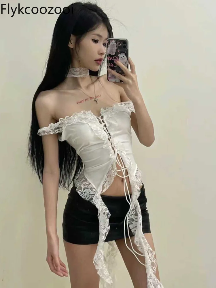 Lace Streamers Slimming Waist Vest Hot Girl Vibe Korean Fashion Clothing Mainland China Slim Fit Tank Top Women