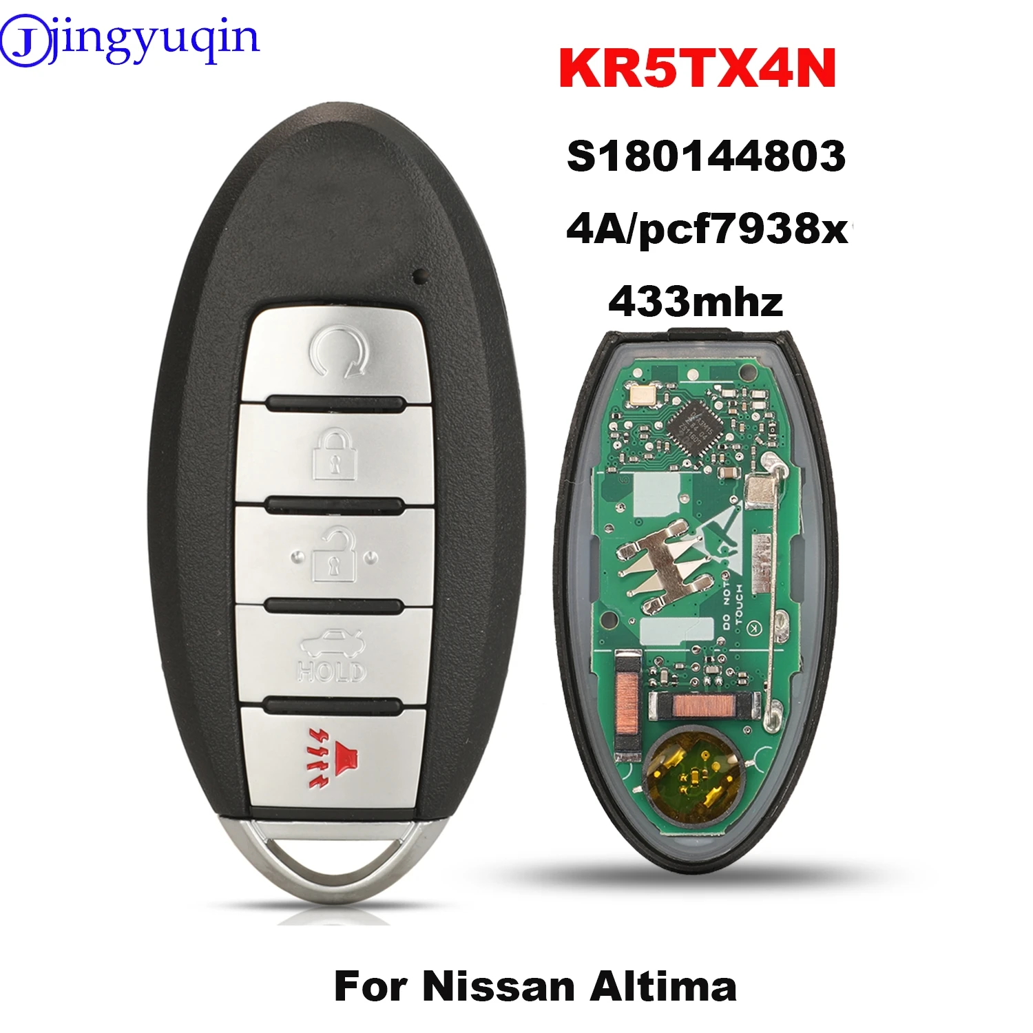 

Jingyuqin дистанционный ключ от автомобиля для Nissan Altima 433 МГц 4A/pcf7938x чип без ключа с лезвием KR5TX4N S180144803 полный ключ 5 кнопок