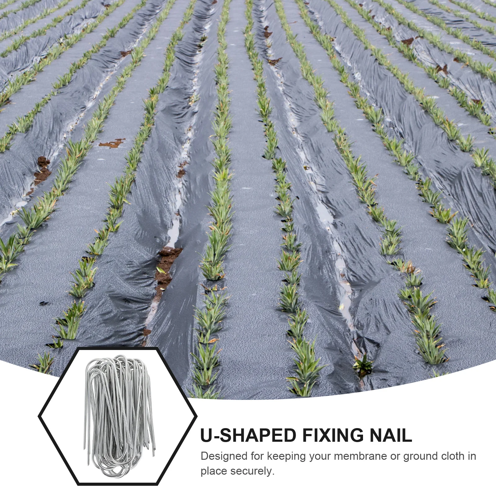 50 قطعة أوتاد أرضية مجلفنة على شكل حرف U لحديقة الدفيئة في الهواء الطلق خيمة تثبيت الأظافر المراسي المراسي القماش الأرضي السحابات #4