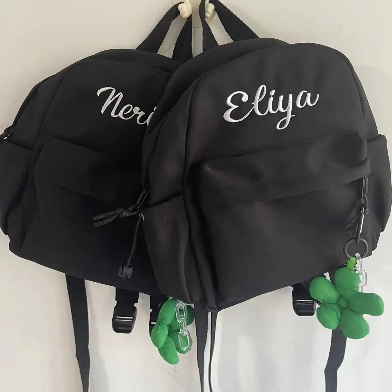 New Personalized Name Junior High School Student Backpack Custom Embroidery Name Summer Girls Solid Color Nylon Backpacks