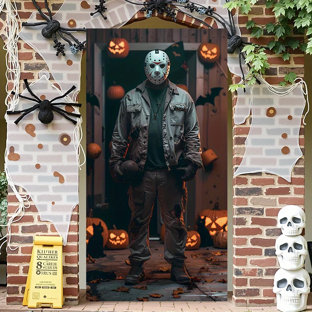 2D-Türbanner, Halloween 2D-Türbanner – einfach aufzuhängende Horror-Party-Dekoration aus strapazierfähigem Polyester