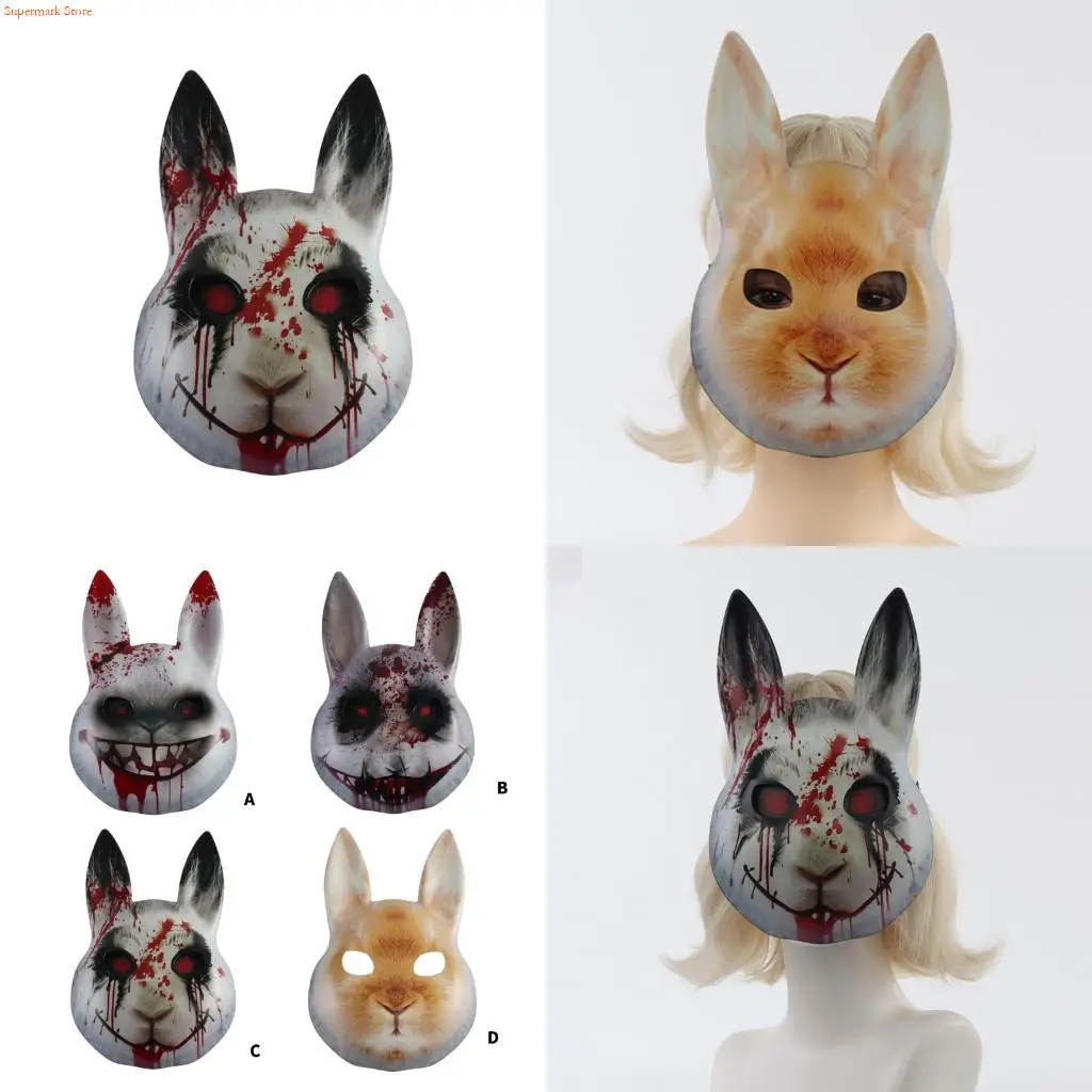 

Q5WE Breathable Rabbit Face Mask Anime Role Play Costume Halloween Party Supply