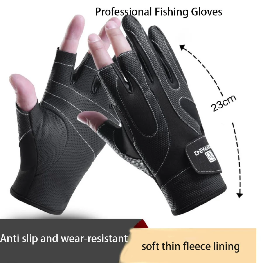 1 Pair Fishing Gloves Autumn Winter  Waterproof Keep Warm Lure Fishing Equipment  Exposed Non-SlipThree-Finger Outdoor Angling