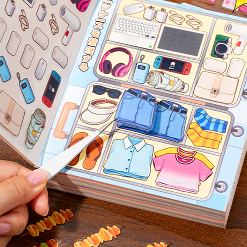 Mr. Paper 24 قطعة من كتاب ملصقات Kawaii PET، ملصقات مشهد ثلاثية الأبعاد لطيفة لتزيين مخطط القصاصات والمجلة