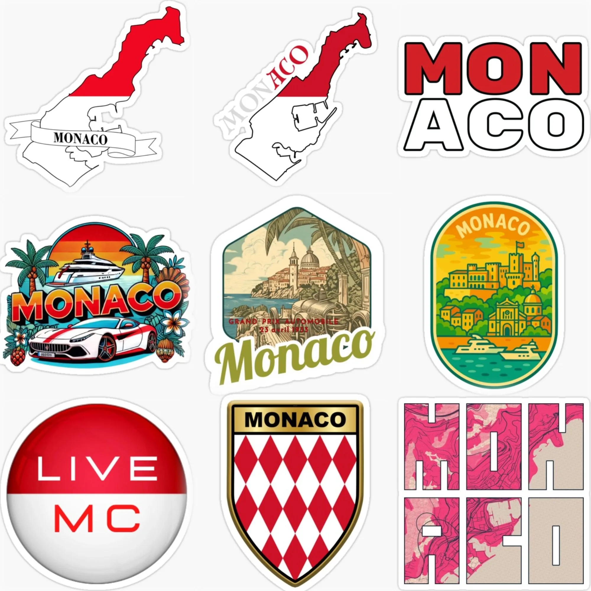 

Monaco Flag Map Emblem Creative Car Stickers for Car Bicycle Motorcycle Helmet Bumper Wall Decal Customizable Size