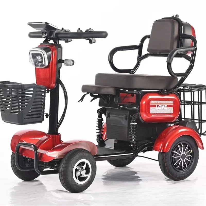 300W48V20A Elderly Foldable One Seat 4 Wheels Electric Trike Lithium Battery For Adults Electric Tricycles Lead Acid Battery