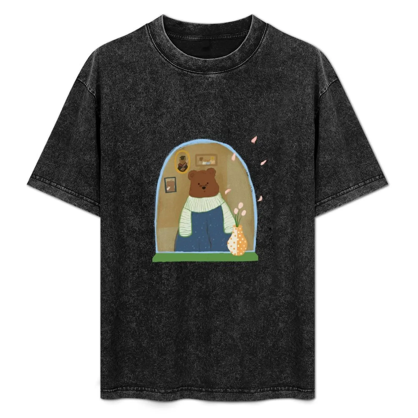 

Cute Bear looking at cherry blossom petals White T-Shirt t shirts cotton 100% men t shirt cotton 100% T-Shirt
