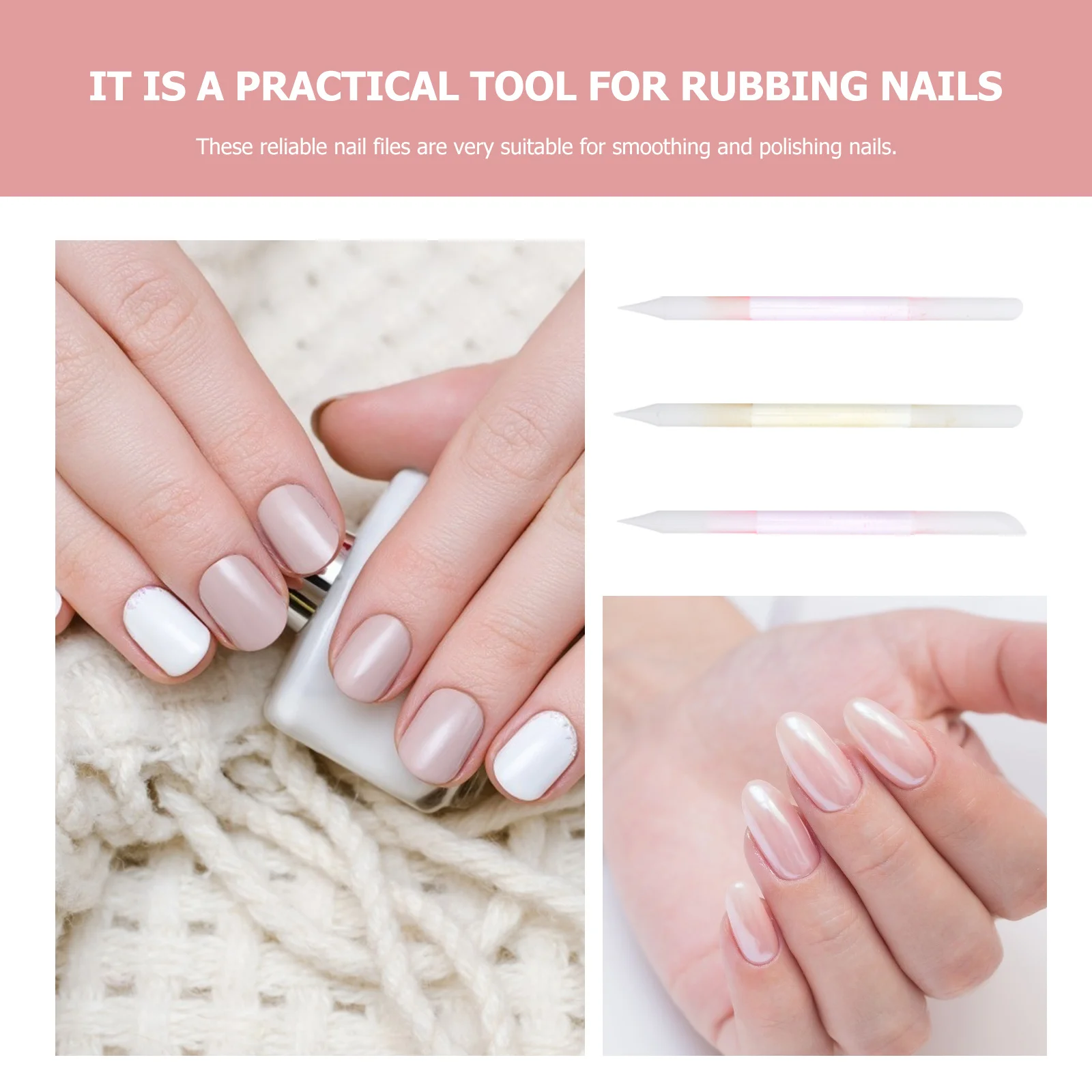 3Pcs 유리 네일 파일 부드럽고 안전한 소재 양면 네일 쉐이핑 도구 집이나 살롱에서 손톱 관리를 위한 이상적인 도구