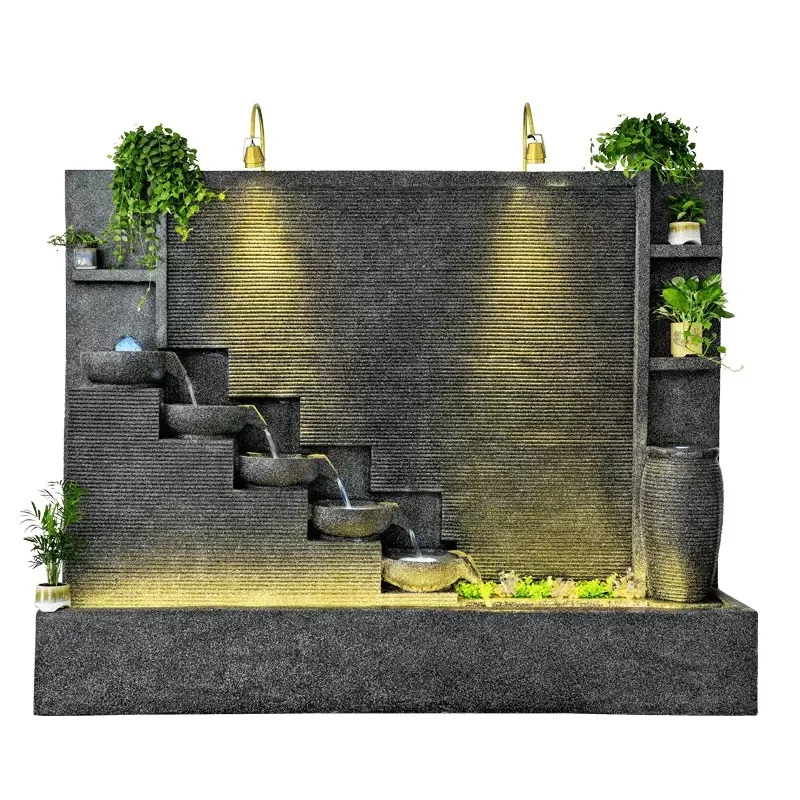 European creative screen ornament water curtain wall living room entrance villa waterfall resin water feature