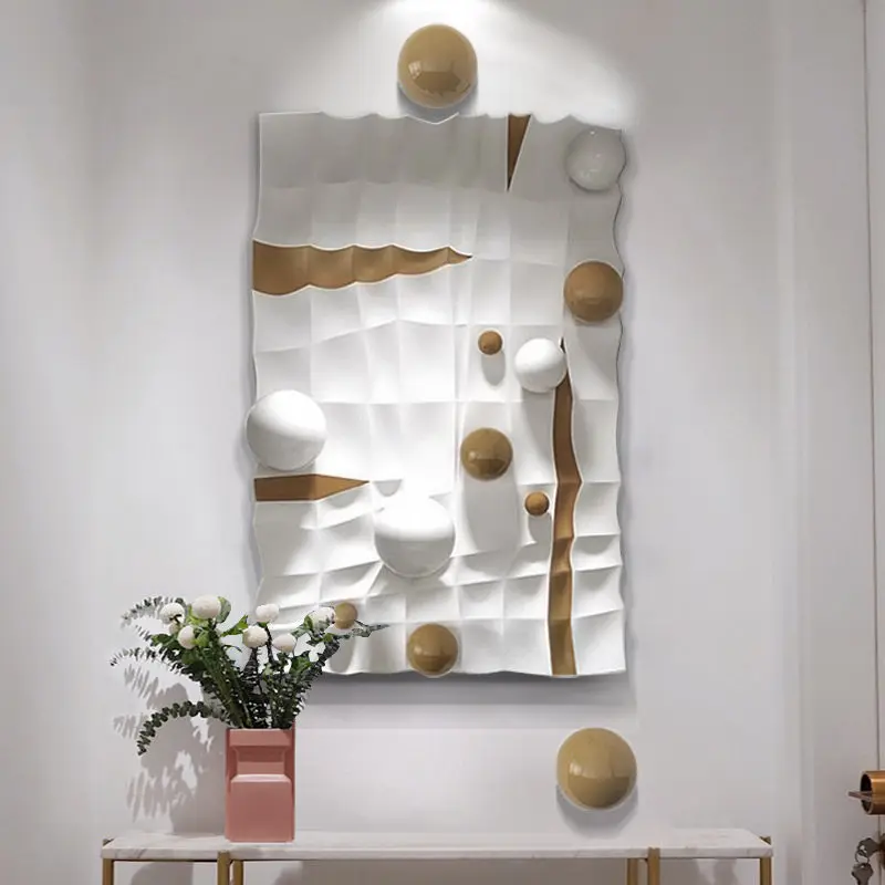 Modern simple stainless steel ball entrance decorative painting creative three-dimensional relief physical painting atmospheric