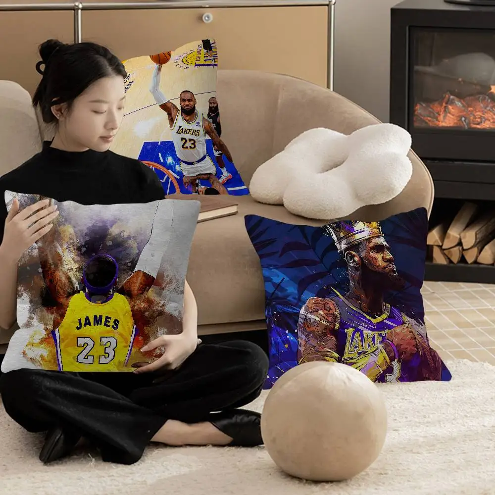 Basketball Player L-LeBron J-James Pillow Cushion Cover Pillowcase Living Room Sofa Home Decor Customized