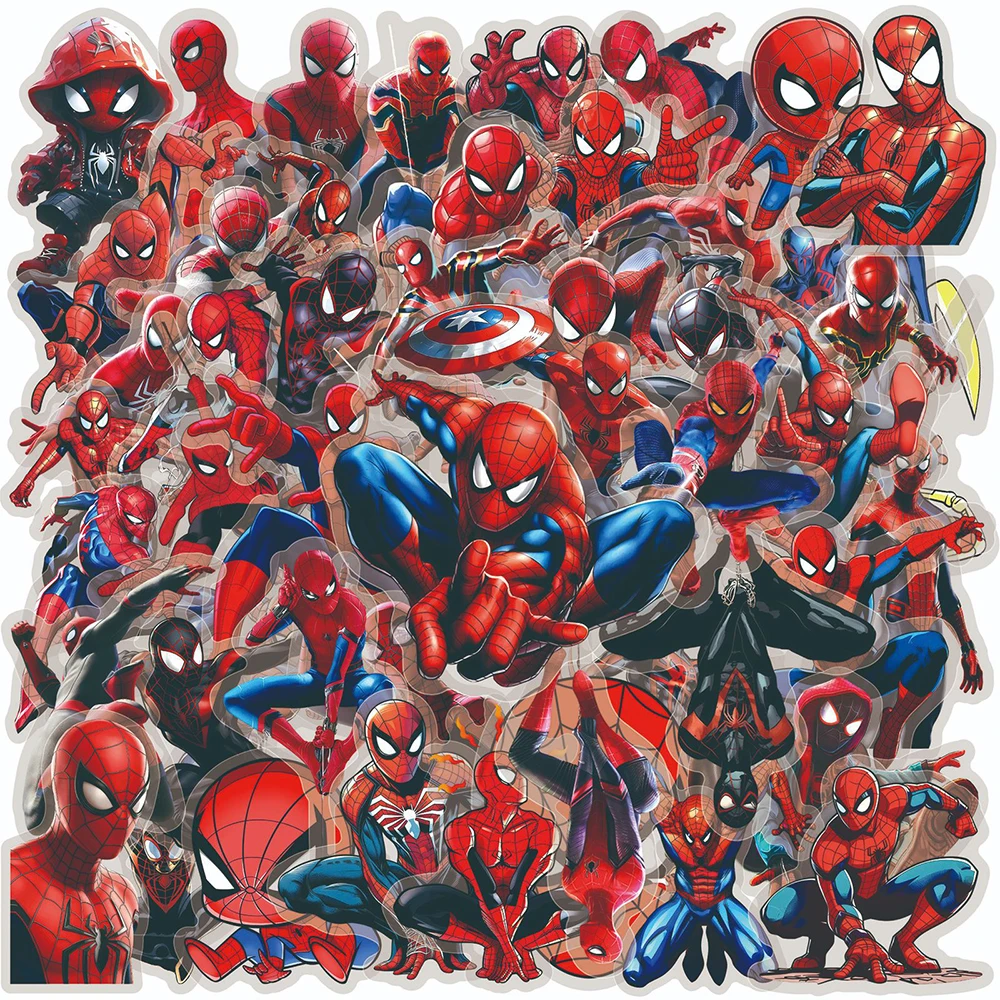 10/30/50 Uds. Pegatinas Transparentes de Spider-Man de Marvel, Calcomanías de Graffiti para Laptop, Skateboard, Diario, Juguete