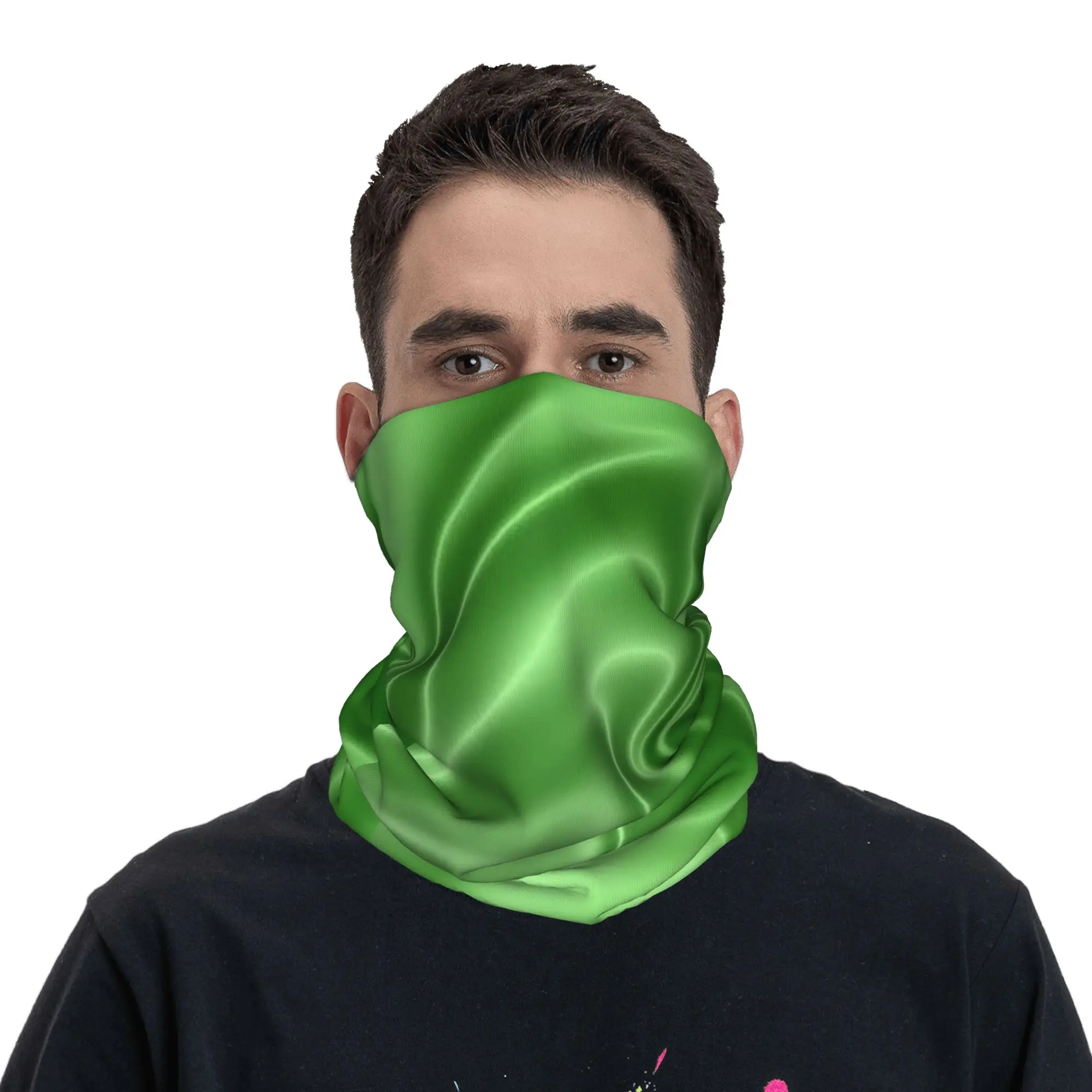 

Green Pattern Bandana Neck Cover Printed Mask Scarf Headband Hiking Fishing for Men Women Adult Windproof