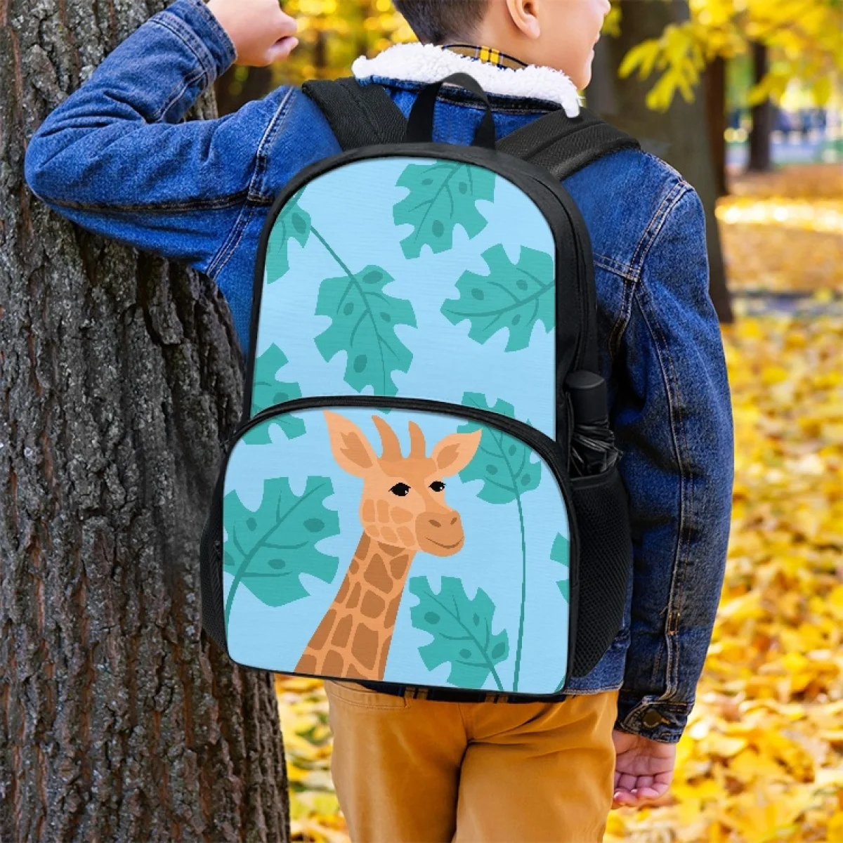 FORUDESIGNS Giraffe Creative Schoolbags Students  Backpacks for Boys Girls Multipurpose Bookbags School Supplies Storage