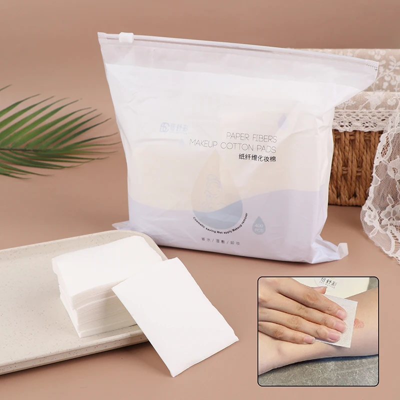 400Pcs Disposable Stretchable Cleansing Makeup Cotton Wipe Thin Makeup Remover Pad Ultra Thin Facial Cleansing Paper Makeup Tool